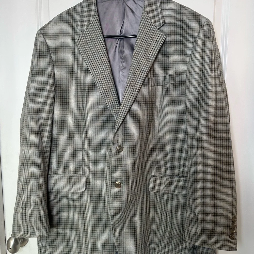 Vintage 90s Lauren Ralph Lauren Houndstooth Silk&Wool 2 Button Blazer/Sport Coat